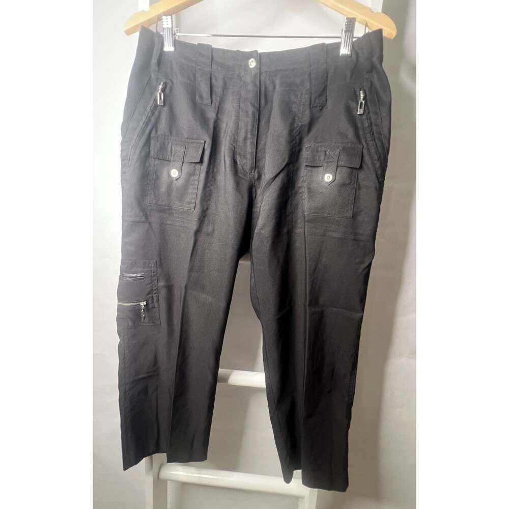 Jamie Sadock Golf Ankle Length Pant Womens 10 Black Pockets Flat Front Mid Rise